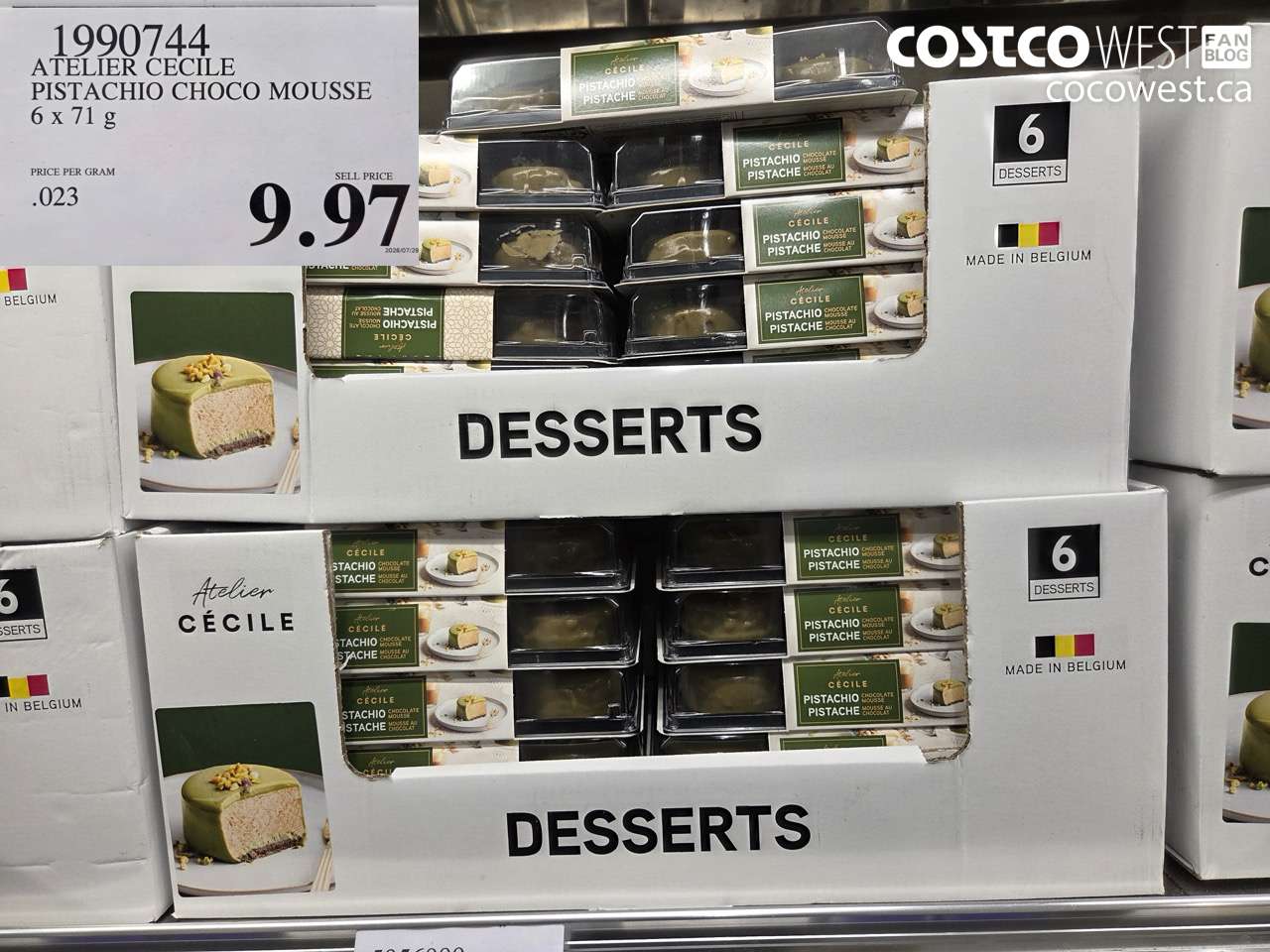 1990744 ATELIER CECILE PISTACHIO CHOCO MOUSSE 6 X 71 G $9.97