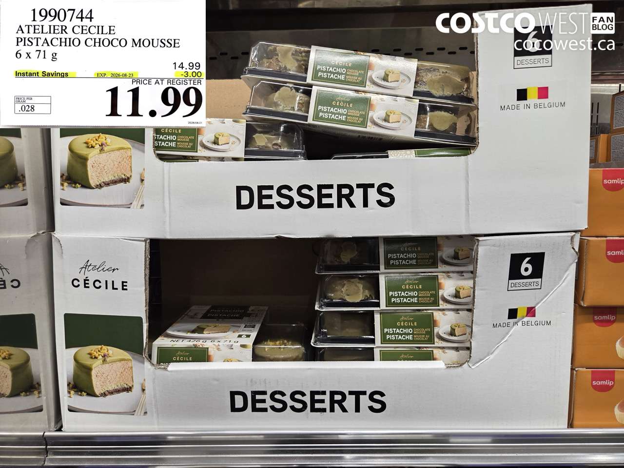 1990744 ATELIER CECILE PISTACHIO CHOCO MOUSSE 6 X 71 G ($3.00 INSTANT SAVINGS EXPIRES ON 2026-08-23) $11.99
