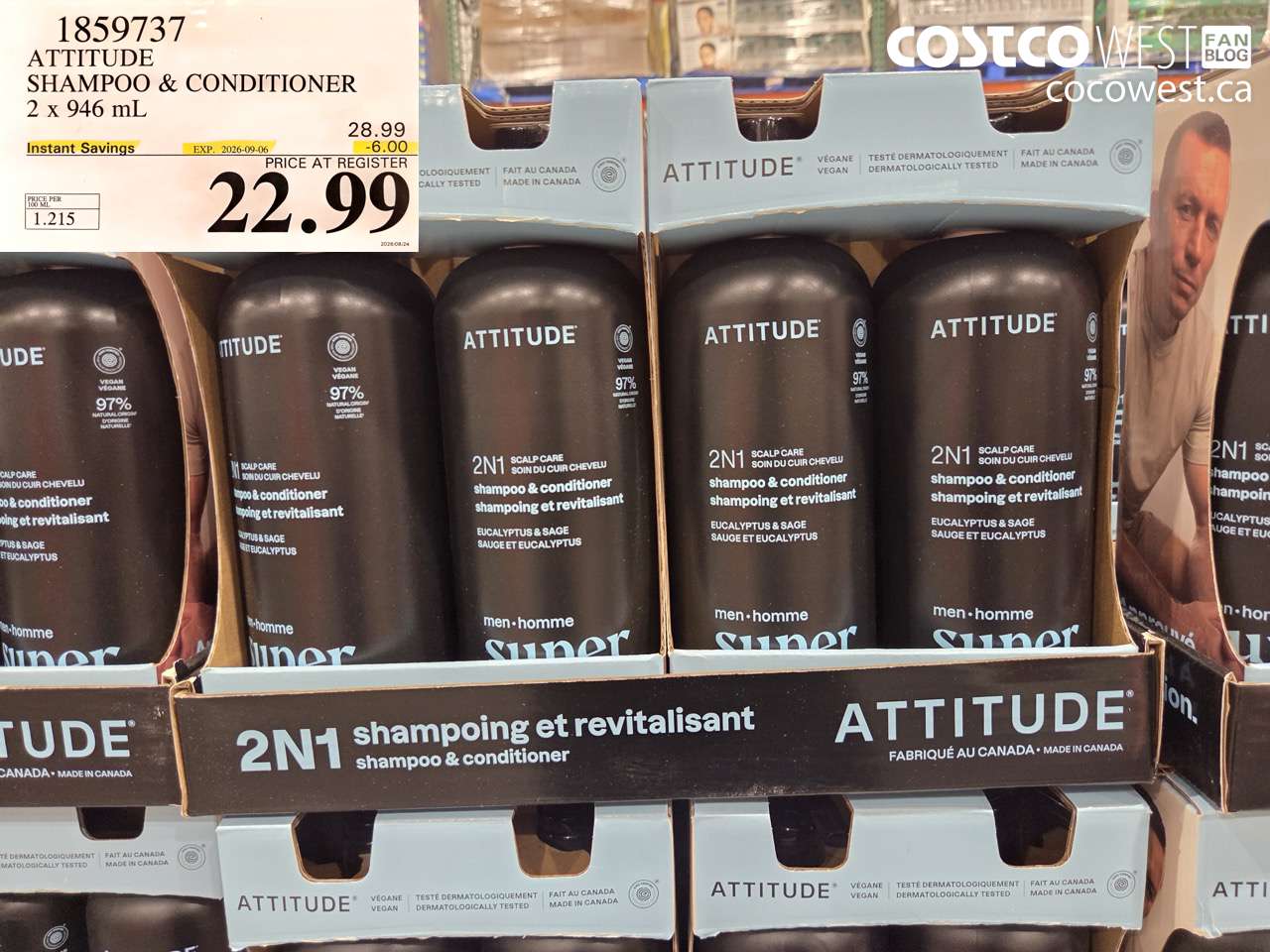 1859737 ATTITUDE SHAMPOO & CONDITIONER 2 X 946 ML ($6.00 INSTANT SAVINGS EXPIRES ON 2026-09-06) $22.99