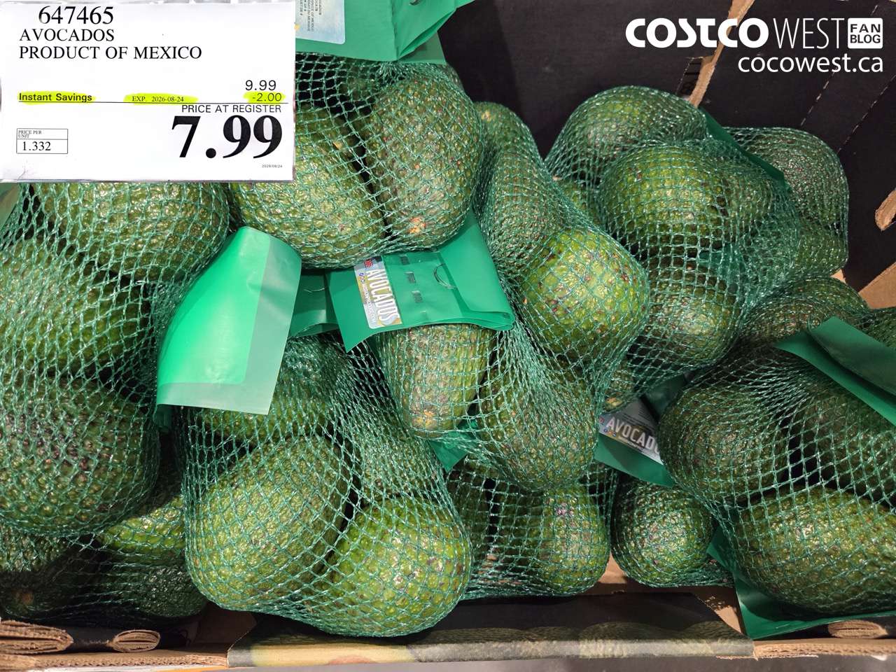 647465 AVOCADOS PRODUCT OF MEXICO ($2.00 INSTANT SAVINGS EXPIRES ON 2026-08-24) $7.99