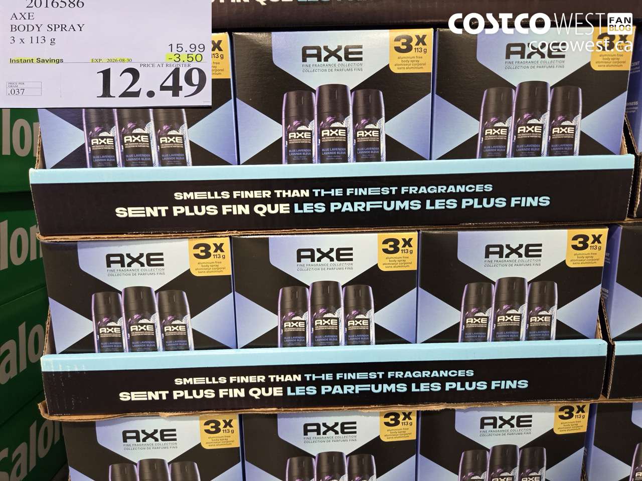 2016386 AXE BODY SPRAY 3 X 113 G ($3.50 INSTANT SAVINGS EXPIRES ON 2026-08-30) $12.49