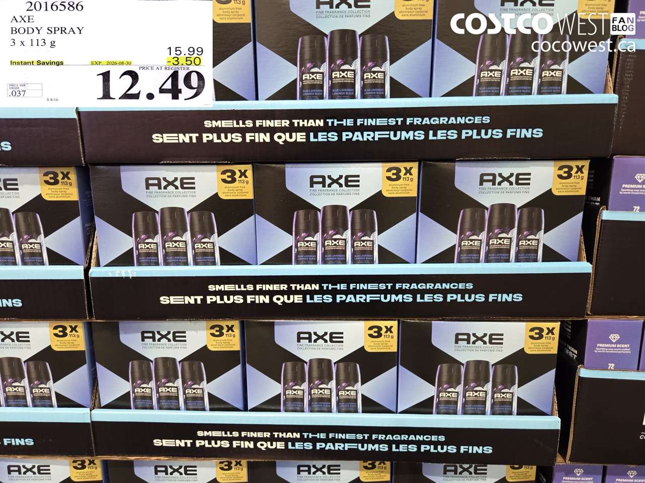 2016586 AXE BODY SPRAY 3 X 113 G ($3.50 INSTANT SAVINGS EXPIRES ON 2026-08-30) $12.49
