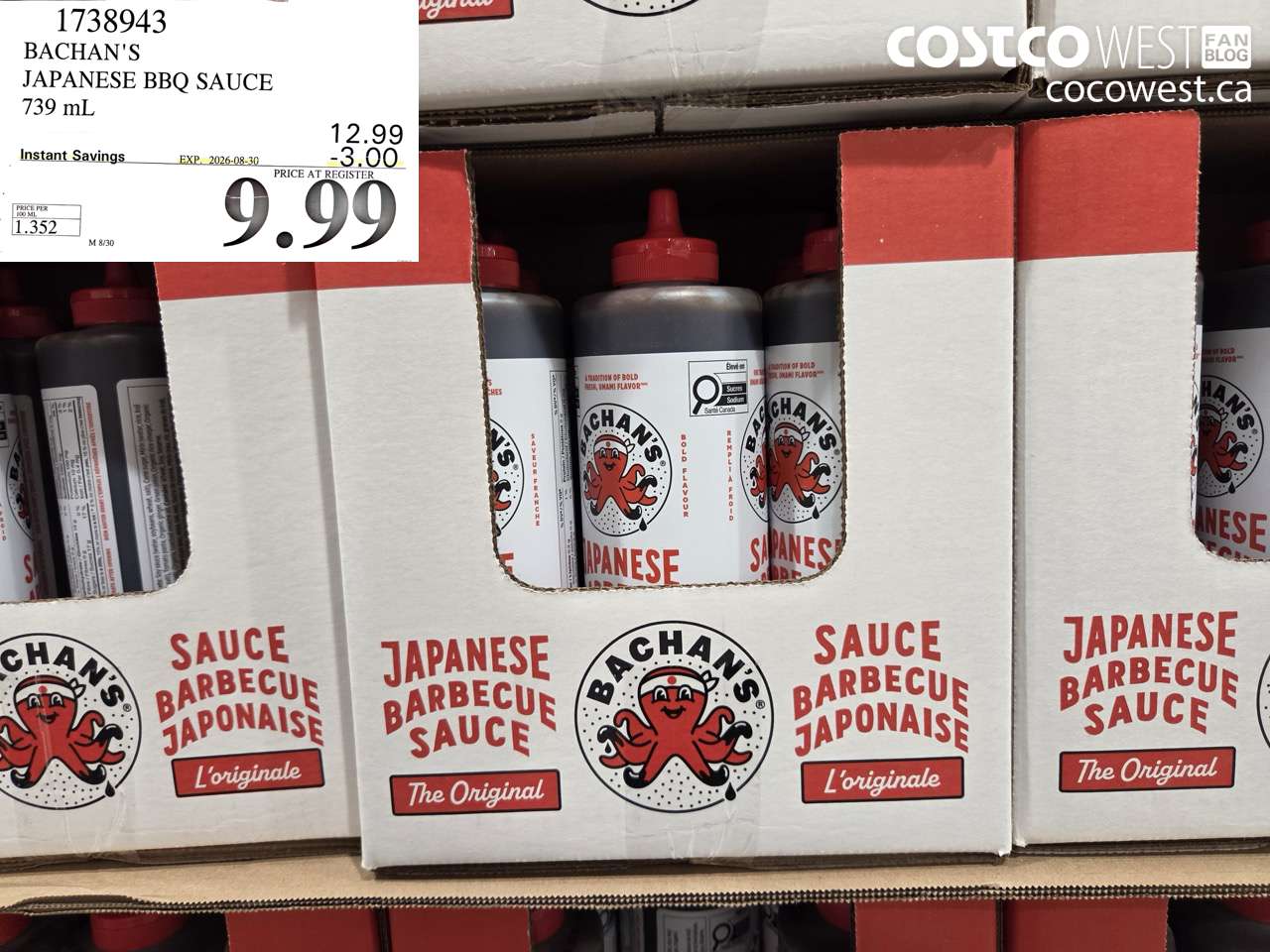 1738943 BACHAN'S JAPANESE BBQ SAUCE 739 ML ($3.00 INSTANT SAVINGS EXPIRES ON 2026-08-30) $9.99