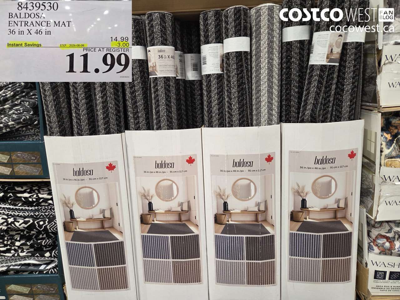 8439530 BALDOSA ENTRANCE MAT 36 IN X 46 IN ($3.00 INSTANT SAVINGS EXPIRES ON 2026-08-09) $11.99