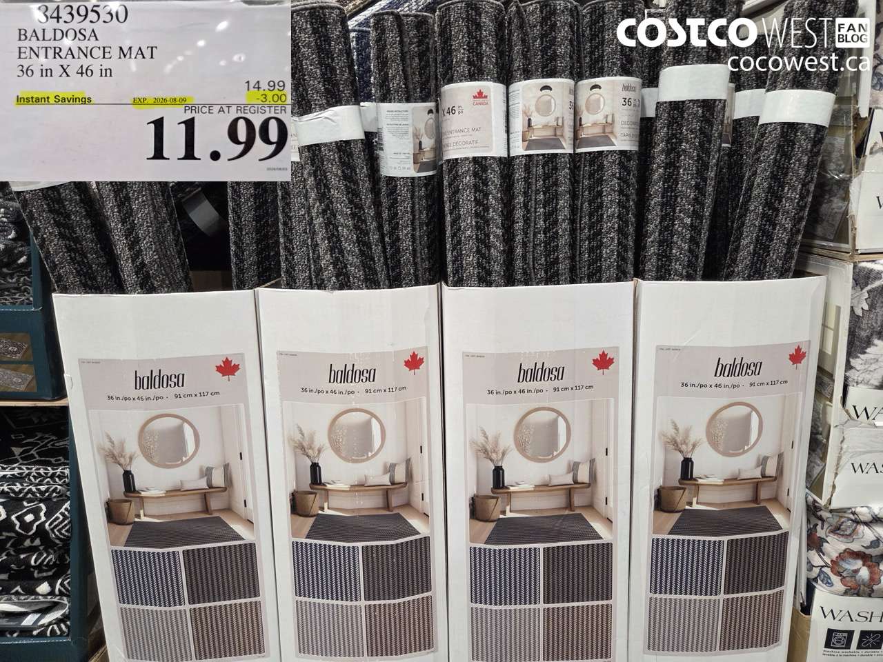 3439530 BALDOSA ENTRANCE MAT 36 IN X 46 IN ($3.00 INSTANT SAVINGS EXPIRES ON 2026-08-09) $11.99