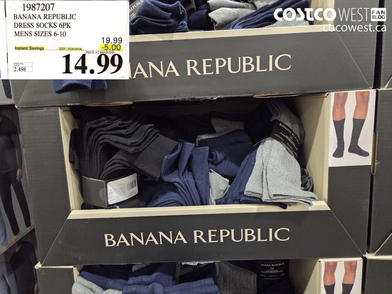 1987207 BANANA REPUBLIC DRESS SOCKS 6PK MENS SIZES 6-10 ($5.00 INSTANT SAVINGS EXPIRES ON 2026-09-06) $14.99