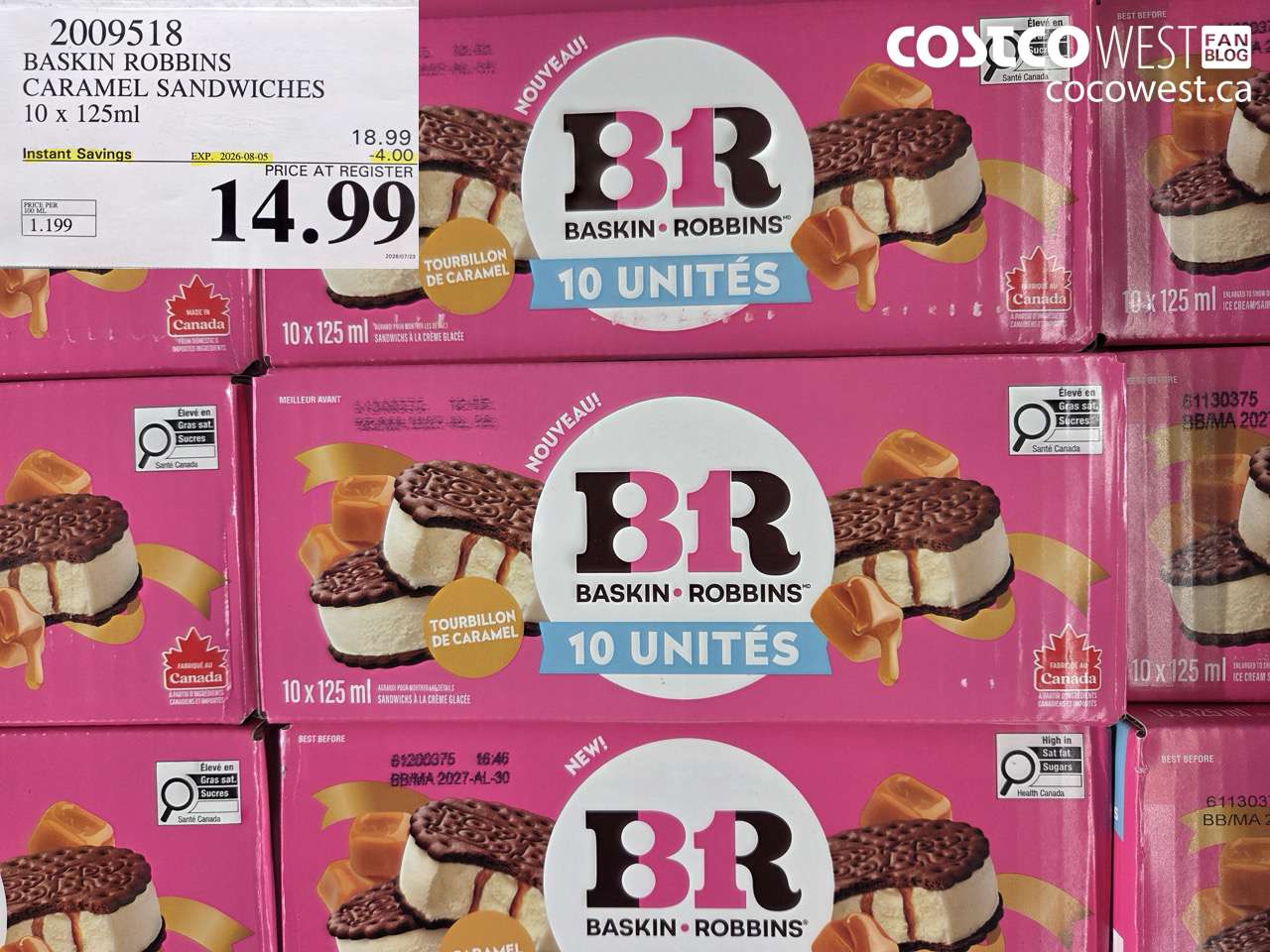 2009518 BASKIN ROBBINS CARAMEL SANDWICHES 10 X 125ML ($4.00 INSTANT SAVINGS EXPIRES ON 2026-08-05) $14.99