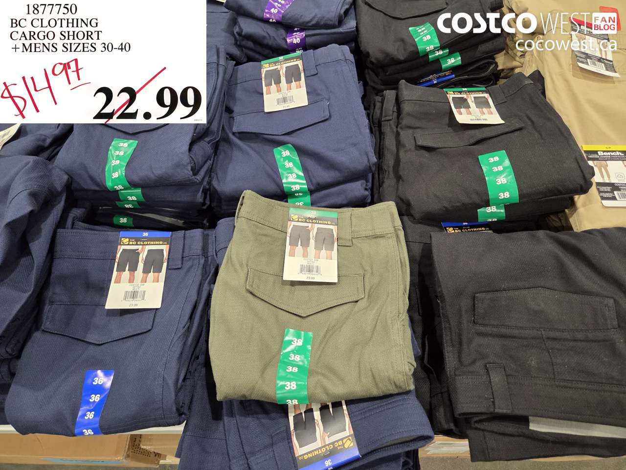 1877750 BC CLOTHING CARGO SHORT MENS SIZES 30-40 $14.97
