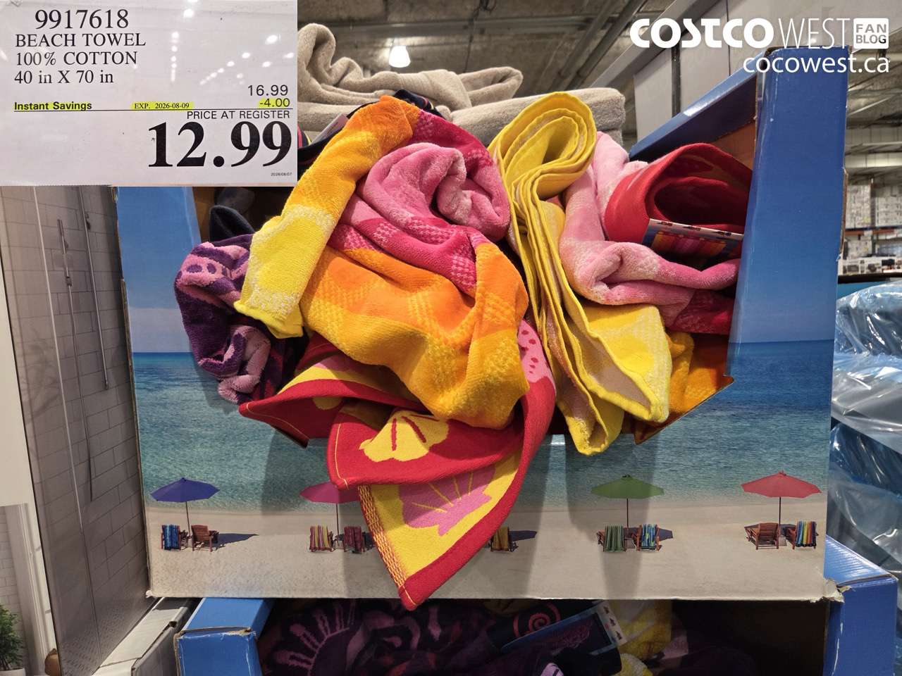 9917618 BEACH TOWEL 100% COTTON 40 IN X 70 IN ($4.00 INSTANT SAVINGS EXPIRES ON 2026-08-09) $12.99
