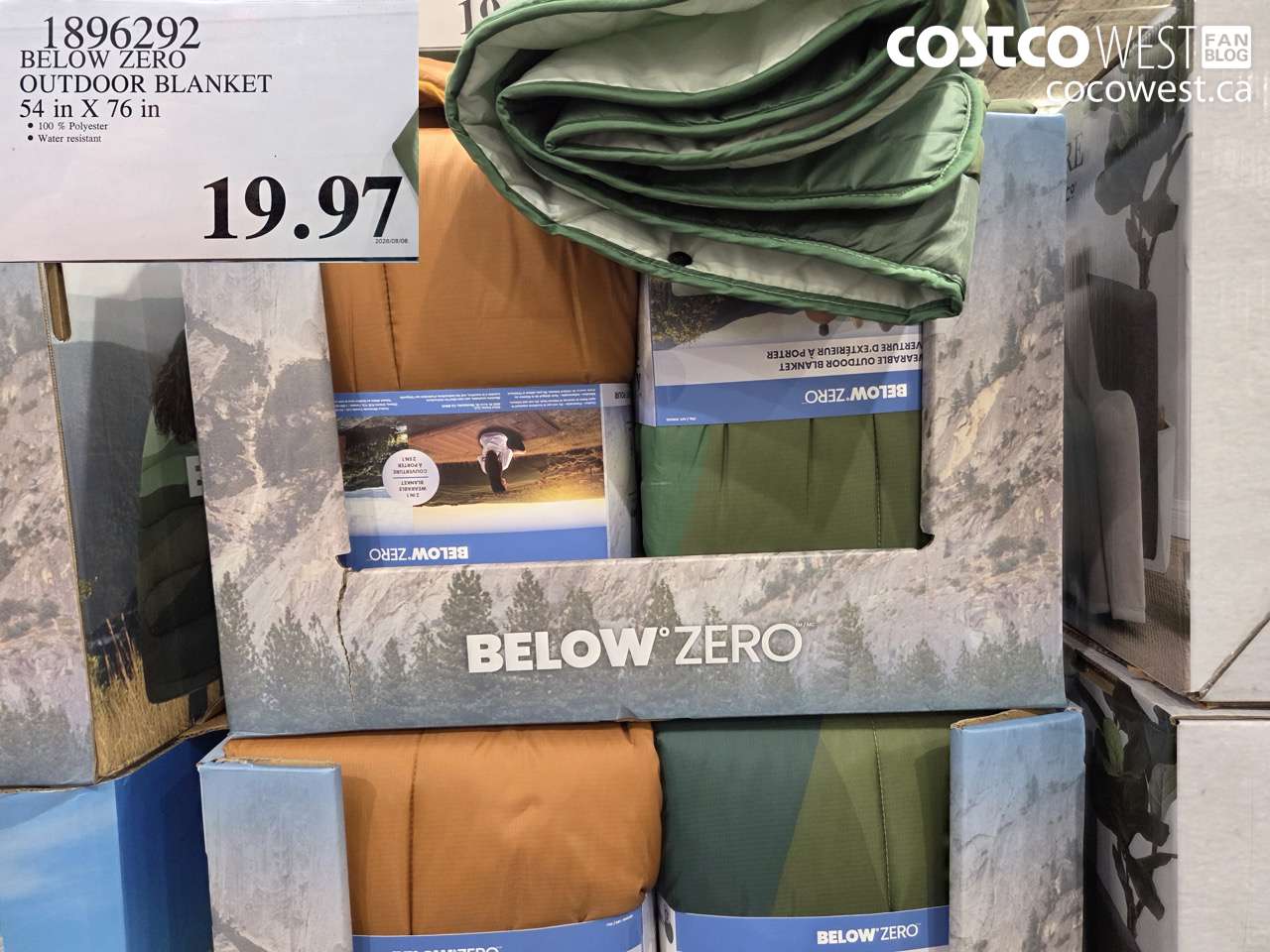 1896292 BELOW ZERO OUTDOOR BLANKET 54 IN X 76 IN $19.97