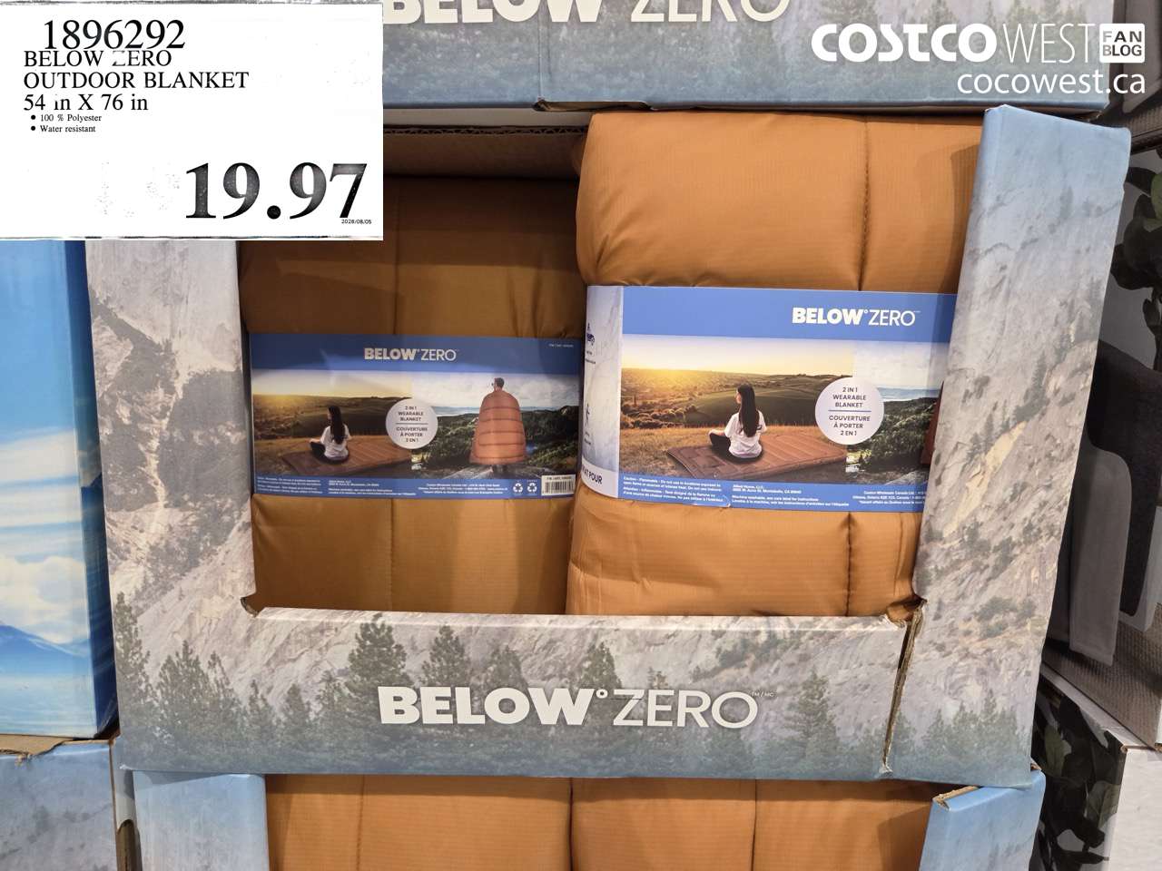 1896292 BELOW ZERO OUTDOOR BLANKET 54 IN X 76 IN $19.97