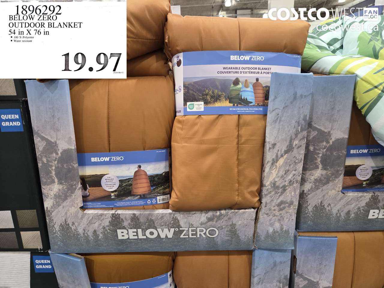 1896292 BELOW ZERO OUTDOOR BLANKET 54 IN X 76 IN $19.97