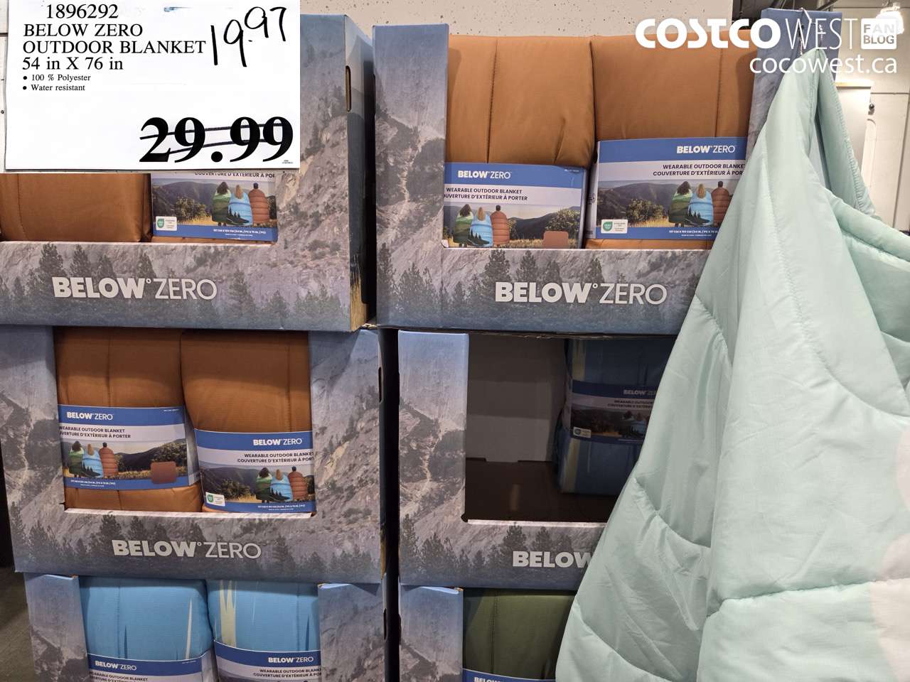 1896292 BELOW ZERO OUTDOOR BLANKET 54 IN X 76 IN $19.97