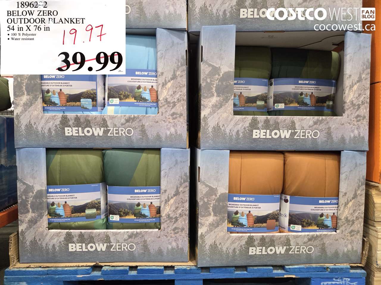 1896292 BELOW ZERO OUTDOOR BLANKET 54 IN X 76 IN $19.97