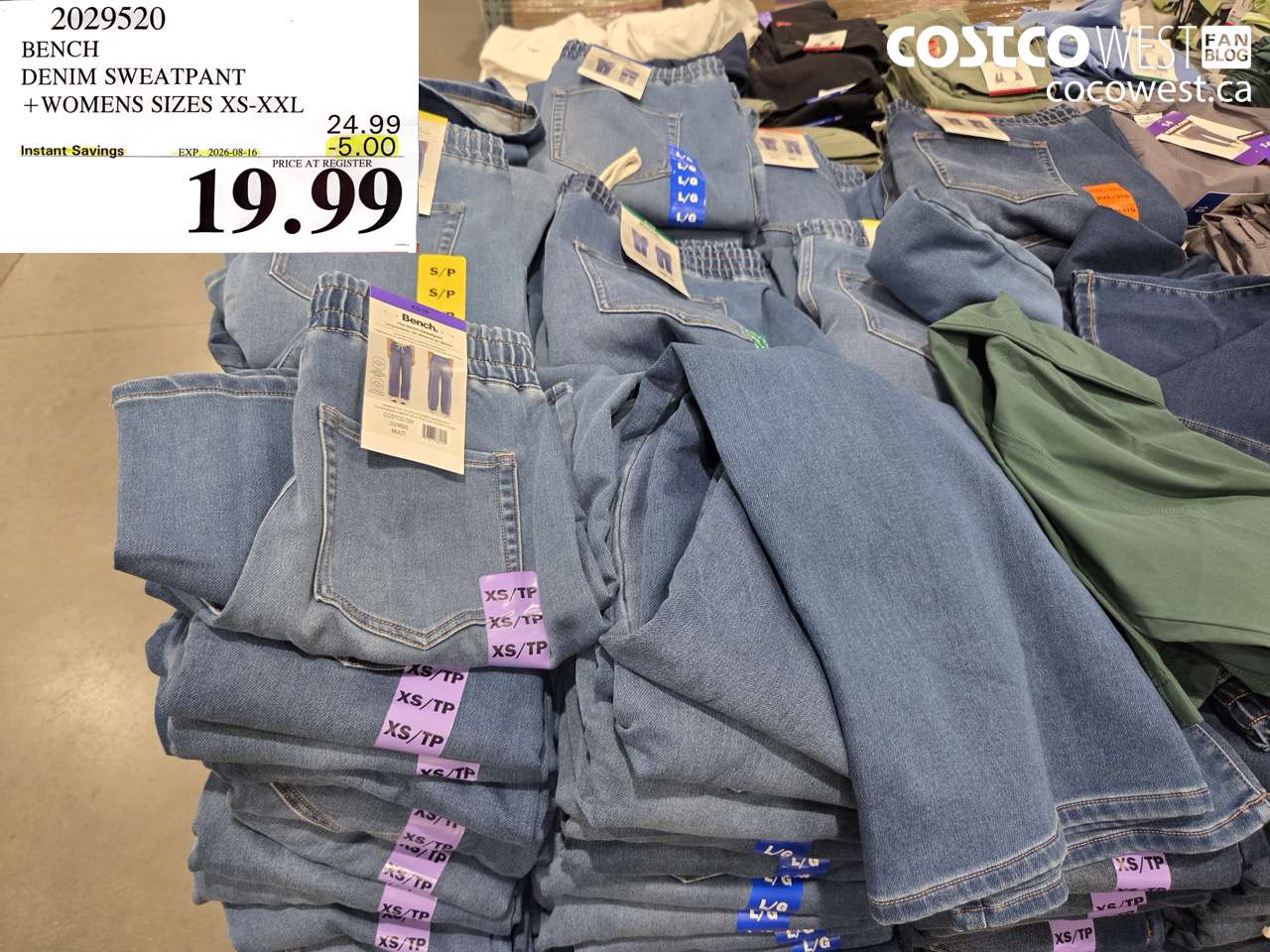 2029520 BENCH DENIM SWEATPANT WOMENS SIZES XS-XXL ($5.00 INSTANT SAVINGS EXPIRES ON 2026-08-16) $19.99