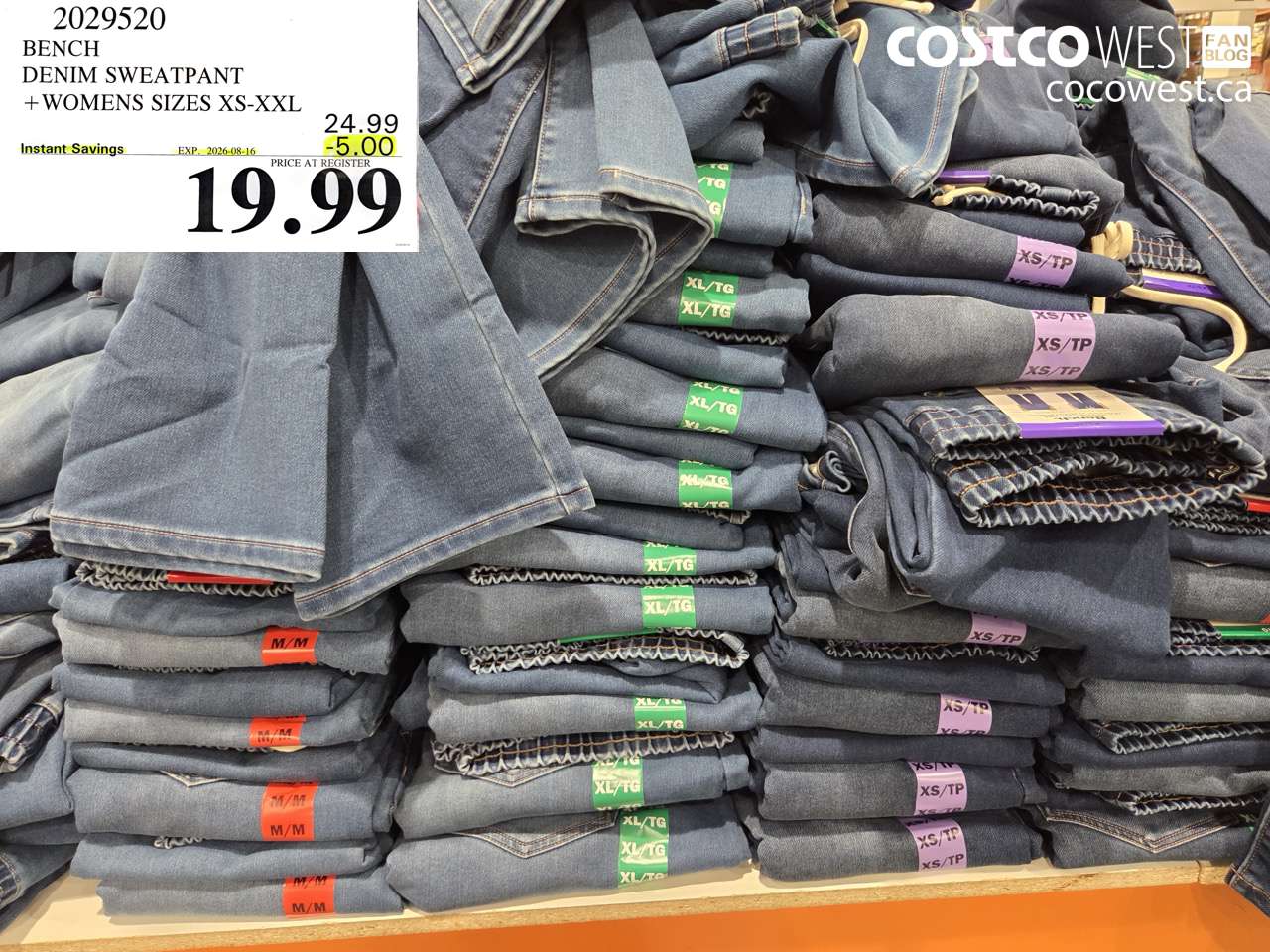 2029520 BENCH DENIM SWEATPANT + WOMENS SIZES XS-XXL ($5.00 INSTANT SAVINGS EXPIRES ON 2026-08-16) $19.99