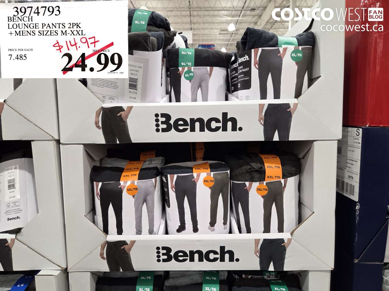 3974793 BENCH LOUNGE PANTS 2PK +MENS SIZES M-XXL $14.97