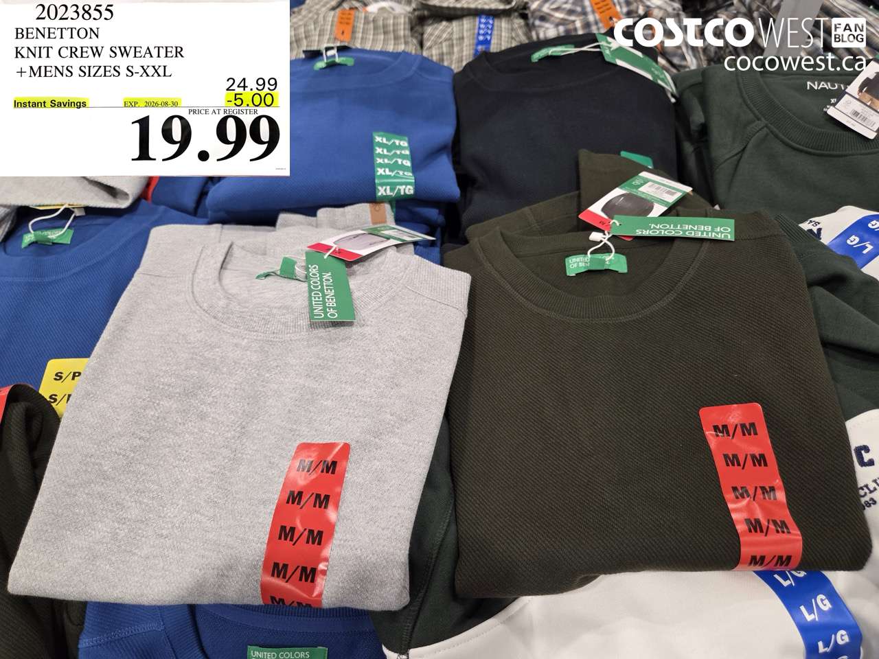 2023855 BENETTON KNIT CREW SWEATER MENS SIZES S-XXL ($5.00 INSTANT SAVINGS EXPIRES ON 2026-08-30) $19.99