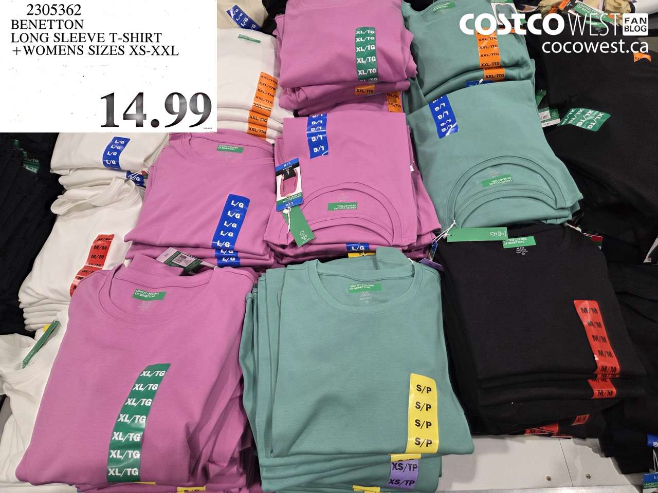 2305362 BENETTON LONG SLEEVE T-SHIRT + WOMENS SIZES XS-XXL $14.99