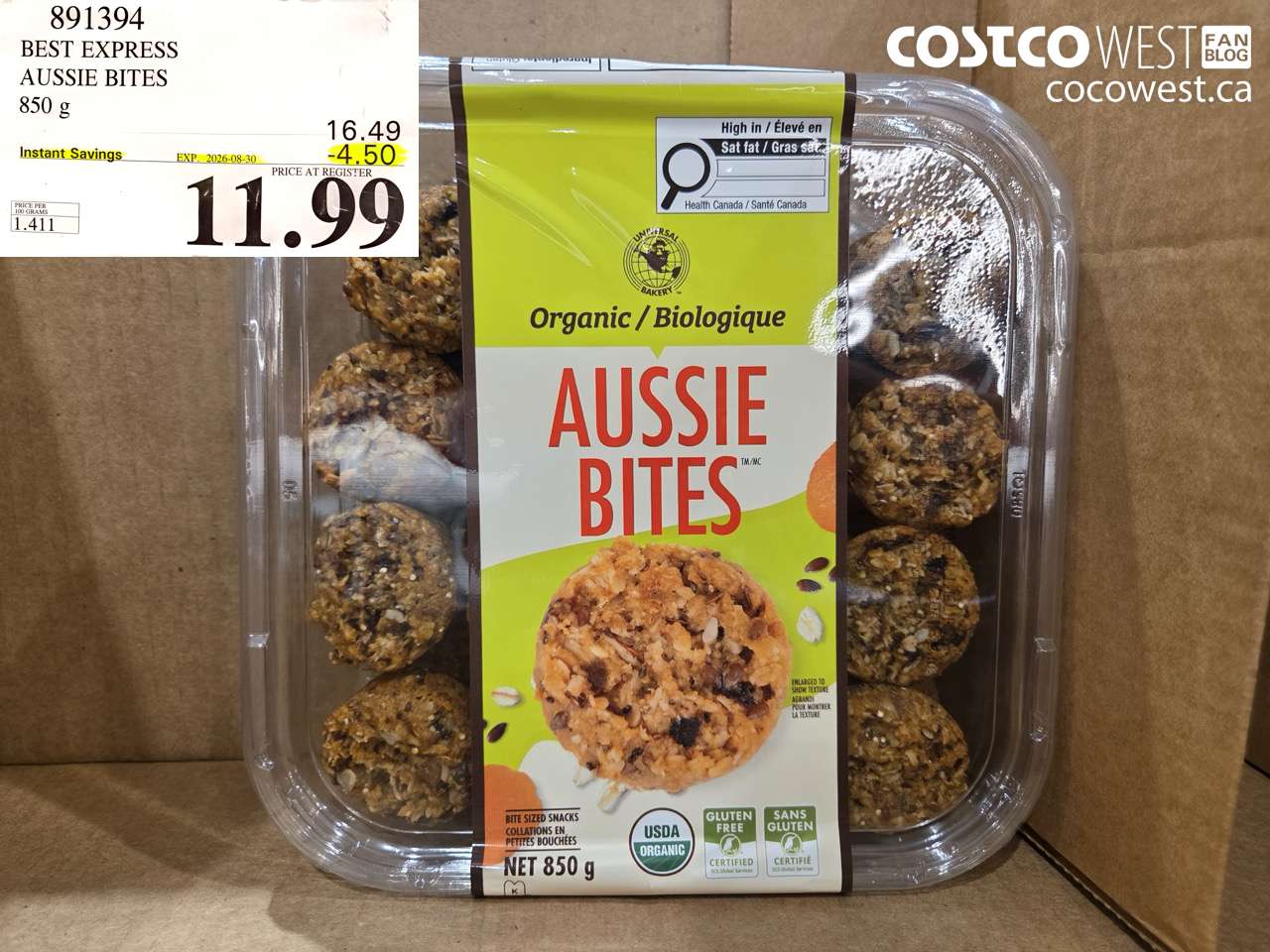 891394 BEST EXPRESS AUSSIE BITES 850 G ($4.50 INSTANT SAVINGS EXPIRES ON 2026-08-30) $11.99