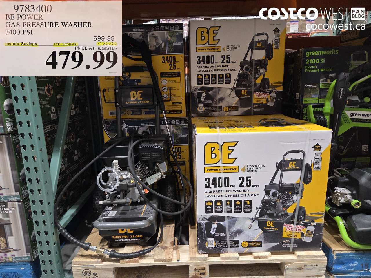 9783400 BE POWER GAS PRESSURE WASHER 3400 PSI ($120.00 INSTANT SAVINGS EXPIRES ON 2026-08-09) $479.99