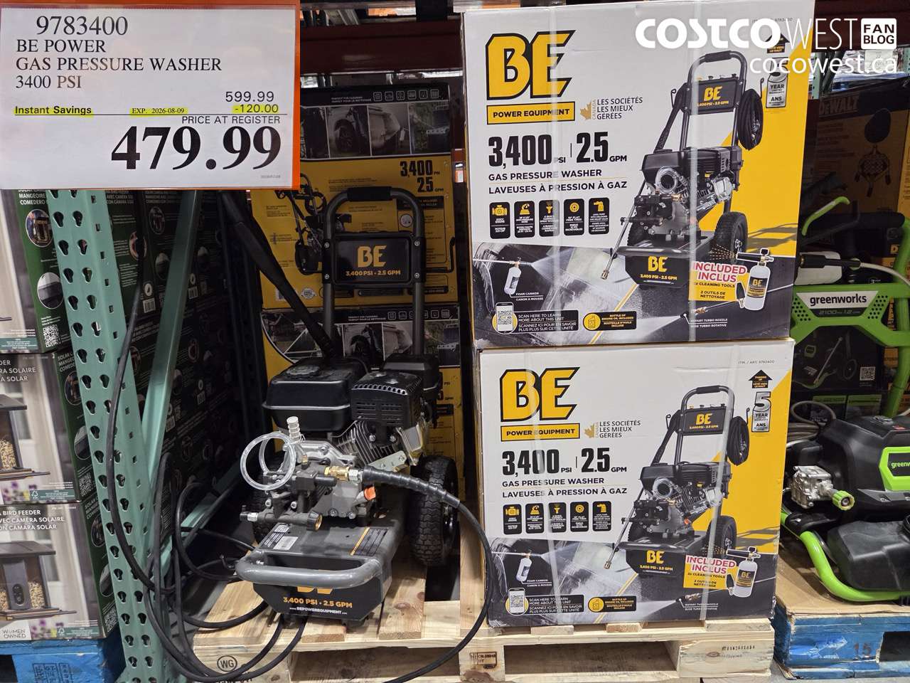 9783400 BE POWER GAS PRESSURE WASHER 3400 PSI ($120.00 INSTANT SAVINGS EXPIRES ON 2026-08-09) $479.99