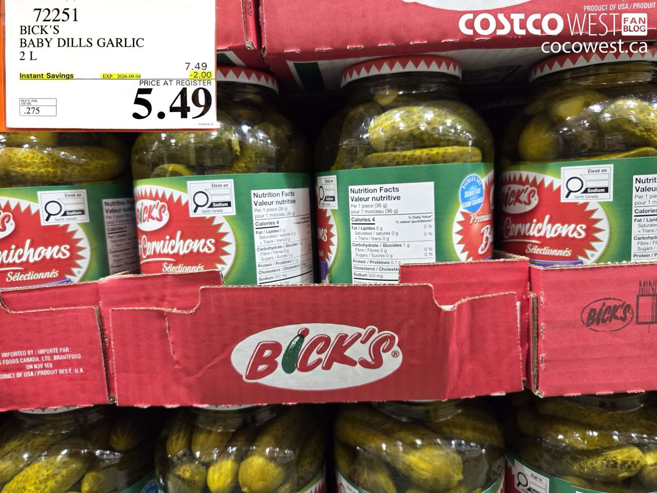 72251 BICK'S BABY DILLS GARLIC 2 L ($2.00 INSTANT SAVINGS EXPIRES ON 2026-09-04) $5.49