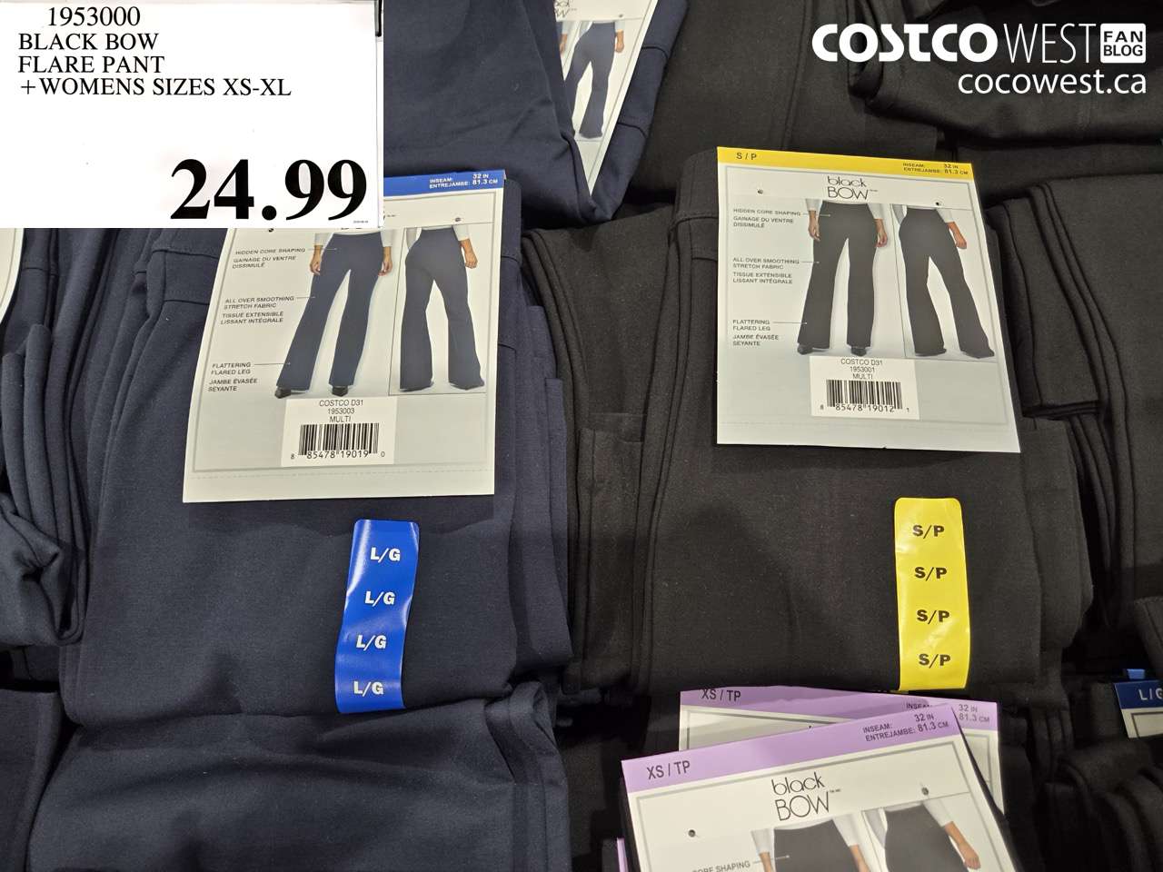 1953000 BLACK BOW FLARE PANT WOMENS SIZES XS-XL $24.99