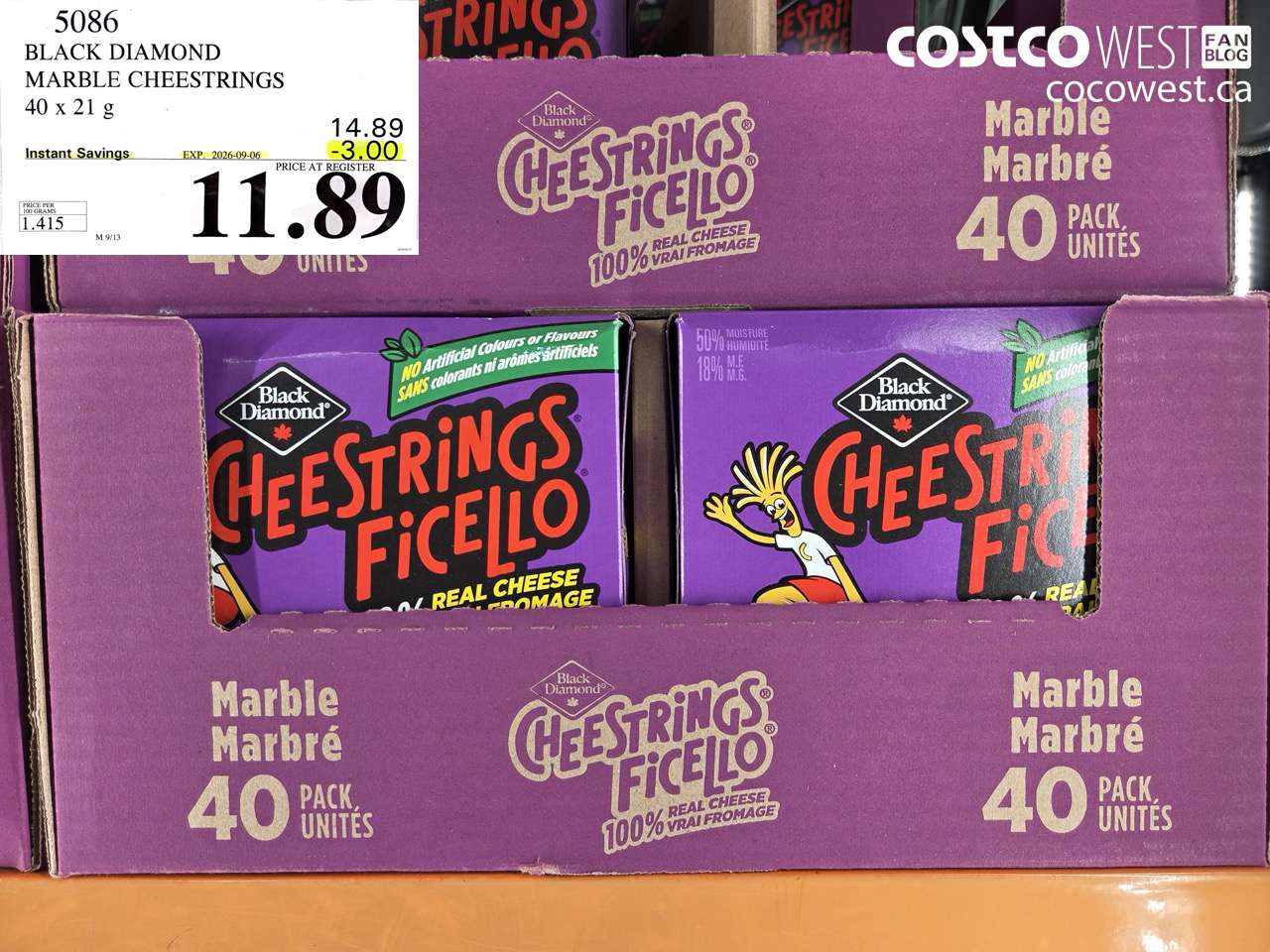 5086 BLACK DIAMOND MARBLE CHEESTRINGS 40 X 21 G ($3.00 INSTANT SAVINGS EXPIRES ON 2026-09-06) $11.89