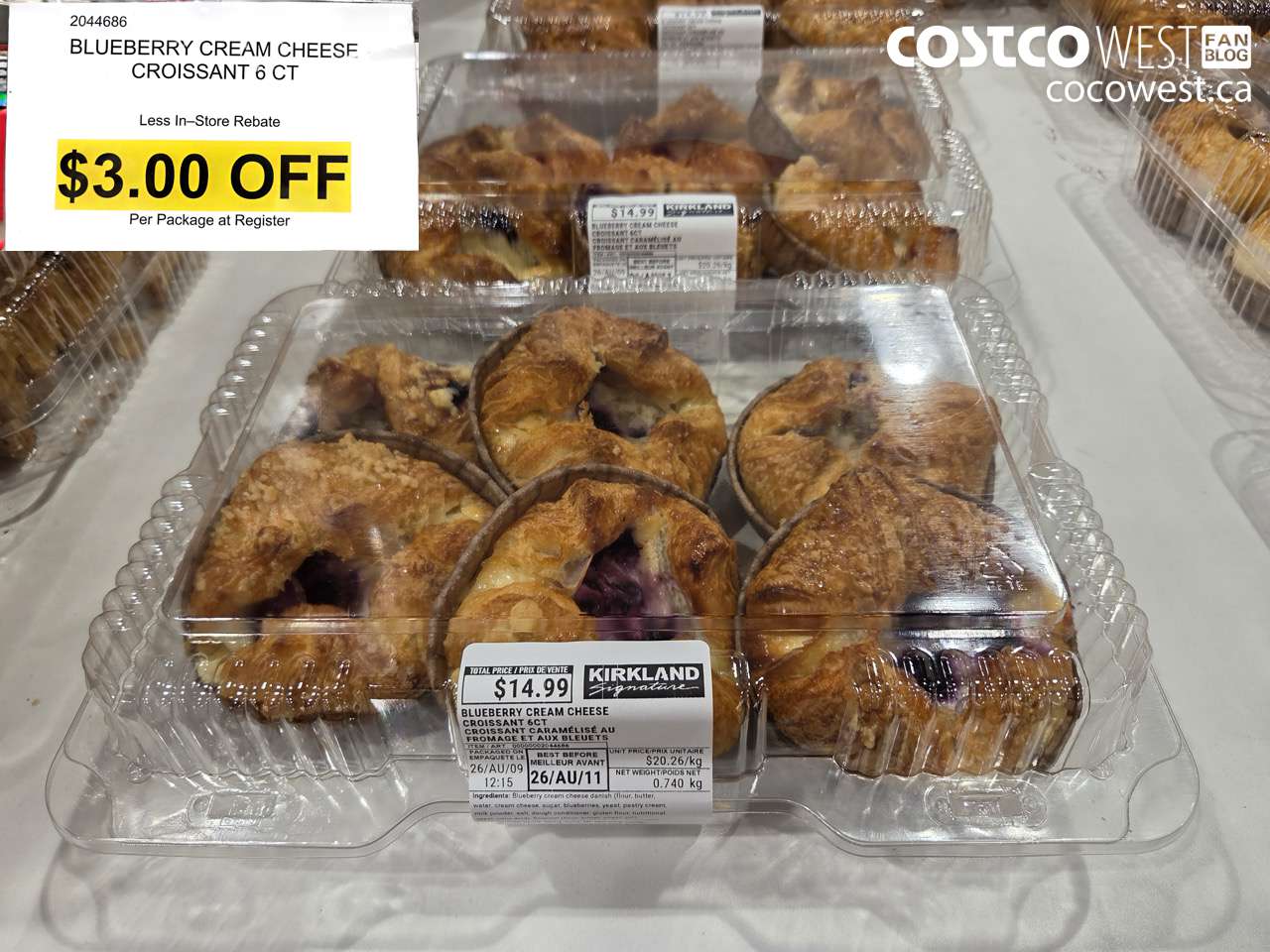 2044686 BLUEBERRY CREAM CHEESE CROISSANT 6 CT ($3.00 INSTANT SAVINGS)