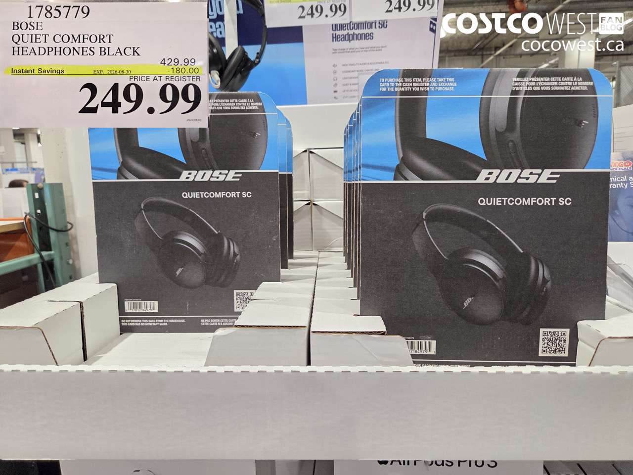 1785779 BOSE QUIET COMFORT HEADPHONES BLACK ($180.00 INSTANT SAVINGS EXPIRES ON 2026-08-30) $249.99