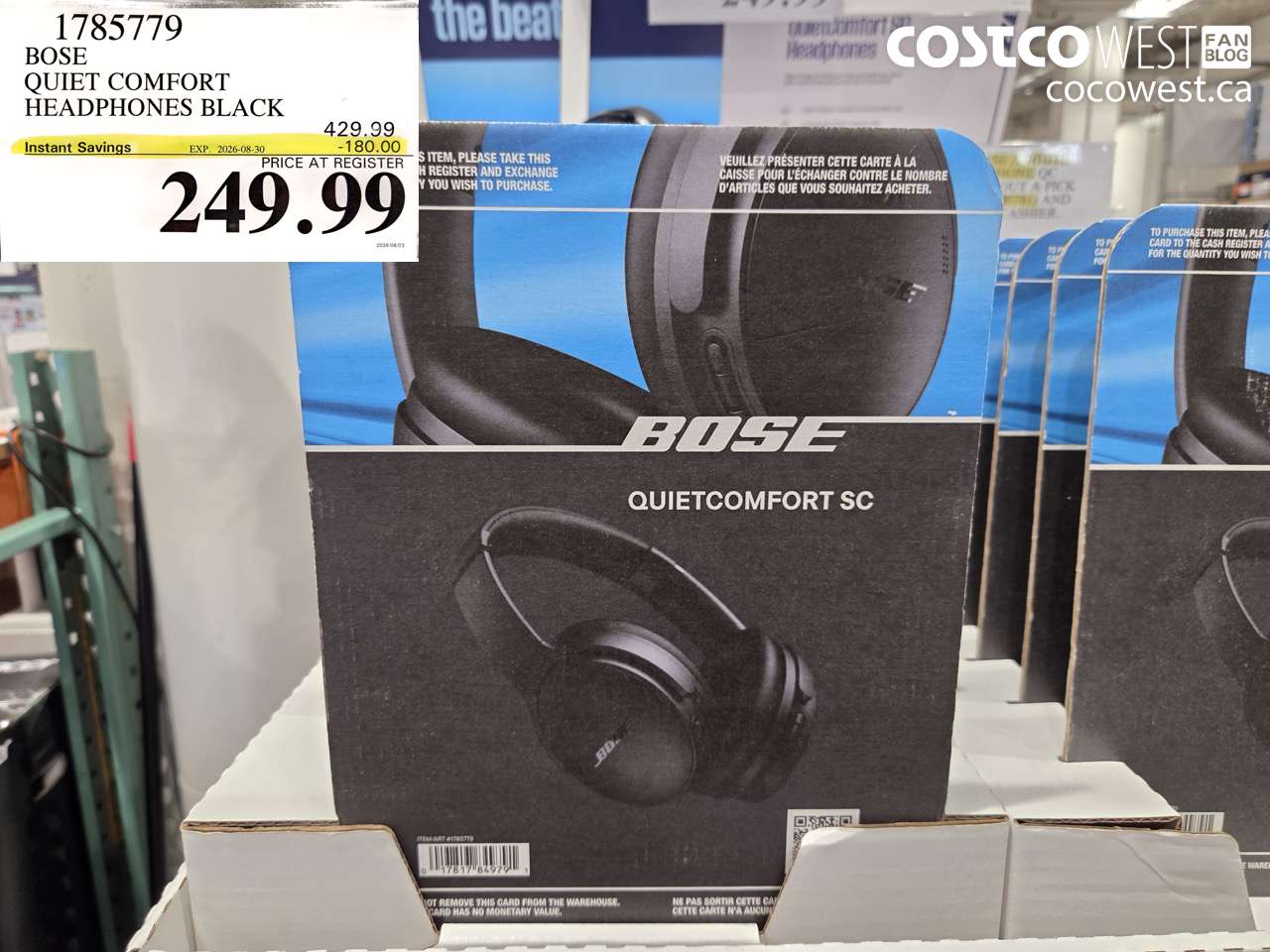 1785779 BOSE QUIET COMFORT HEADPHONES BLACK ($180.00 INSTANT SAVINGS EXPIRES ON 2026-08-30) $249.99