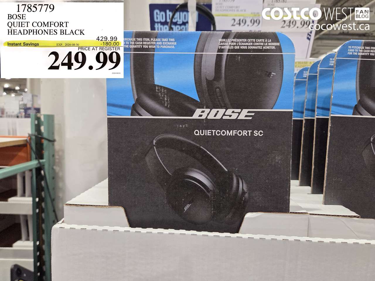 1785779 BOSE QUIET COMFORT HEADPHONES BLACK ($180.00 INSTANT SAVINGS EXPIRES ON 2026-08-30) $249.99