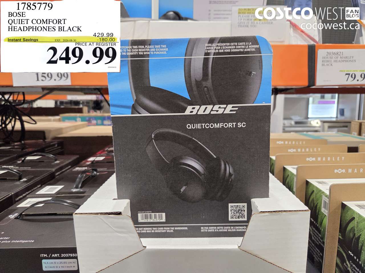 1785779 BOSE QUIET COMFORT HEADPHONES BLACK ($180.00 INSTANT SAVINGS EXPIRES ON 2026-08-30) $249.99