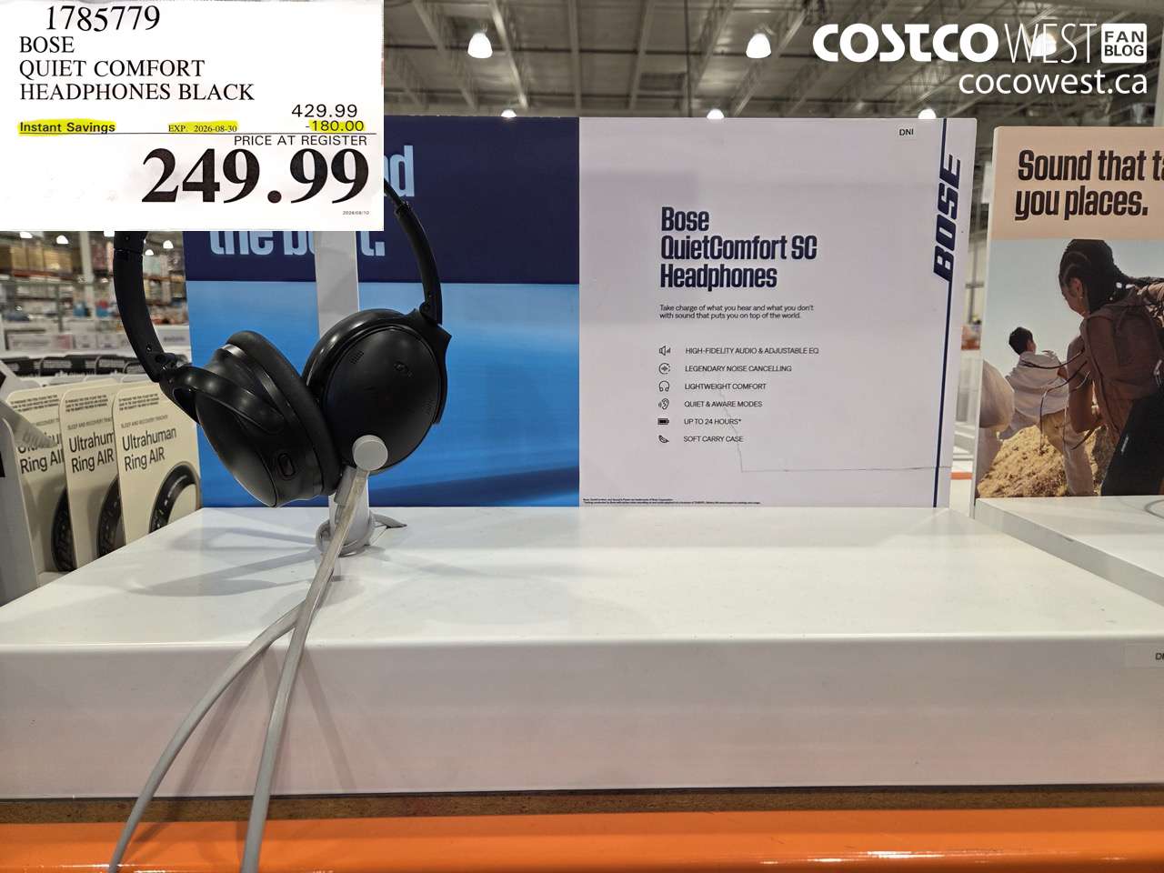 1785779 BOSE QUIET COMFORT HEADPHONES BLACK ($180.00 INSTANT SAVINGS EXPIRES ON 2026-08-30) $249.99