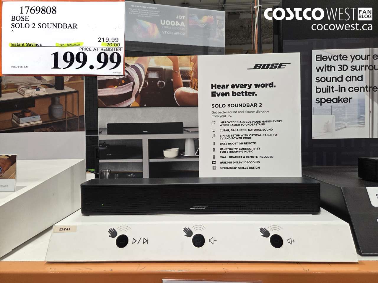 1769808 BOSE SOLO 2 SOUNDBAR ($20.00 INSTANT SAVINGS EXPIRES ON 2026-09-07) $199.99