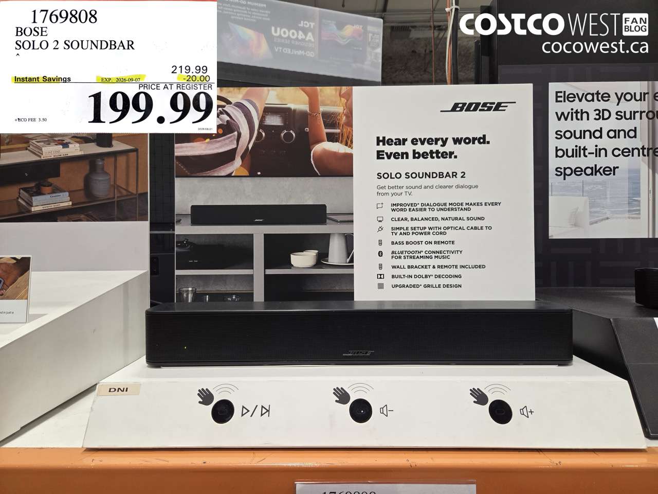 1769808 BOSE SOLO 2 SOUNDBAR ($20.00 INSTANT SAVINGS EXPIRES ON 2026-09-07) $199.99