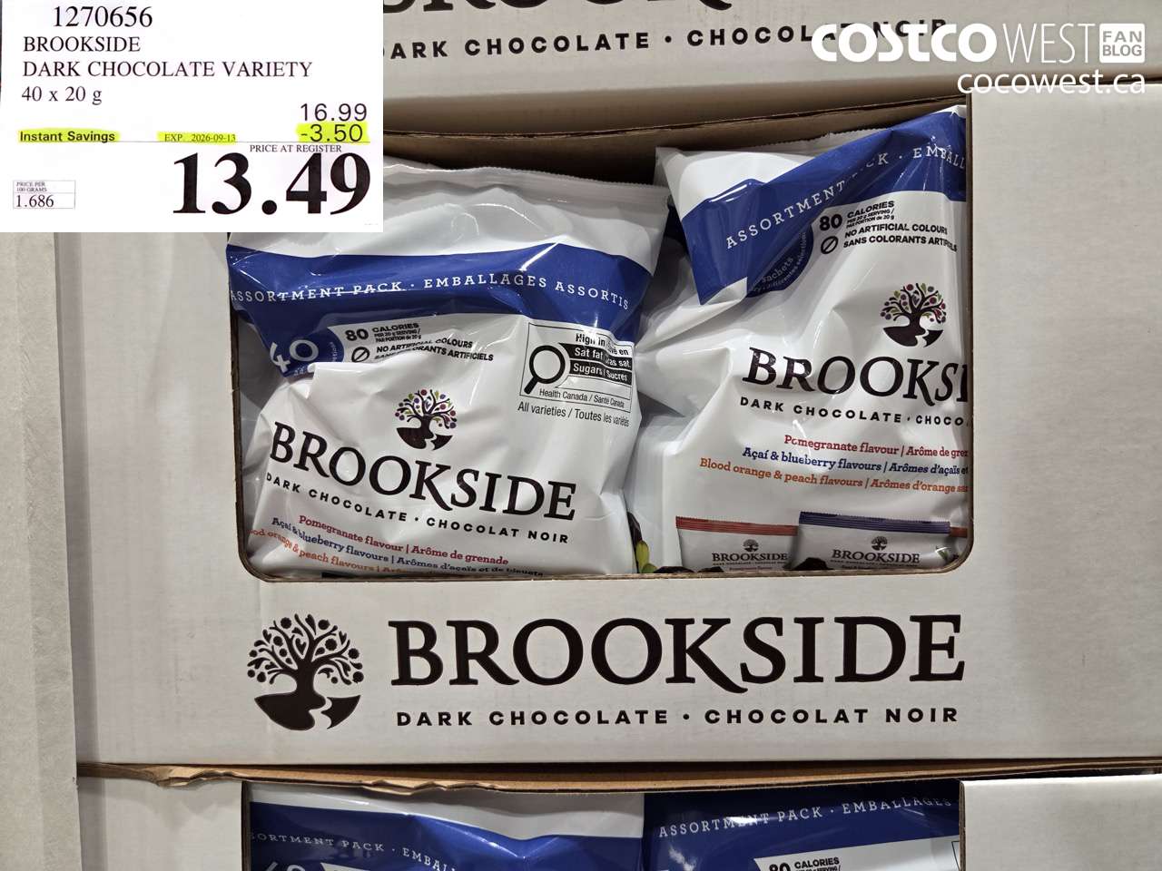 1270656 BROOKSIDE DARK CHOCOLATE VARIETY 40 X 20 G ($3.50 INSTANT SAVINGS EXPIRES ON 2026-09-13) $13.49