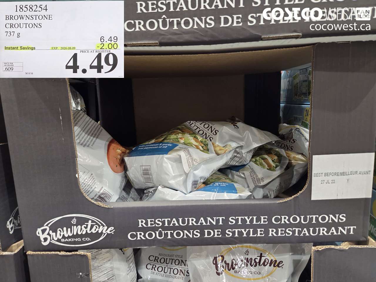 1858254 BROWNSTONE CROUTONS 737 G ($2.00 INSTANT SAVINGS EXPIRES ON 2026-08-09) $4.49