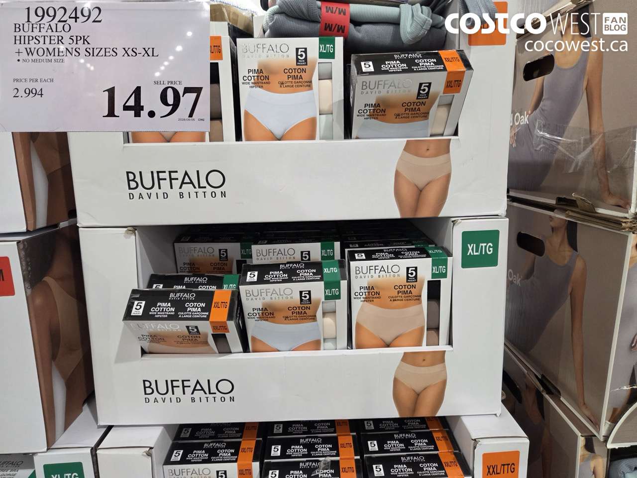 1992492 BUFFALO HIPSTER 5PK WOMENS SIZES XS-XL $14.97