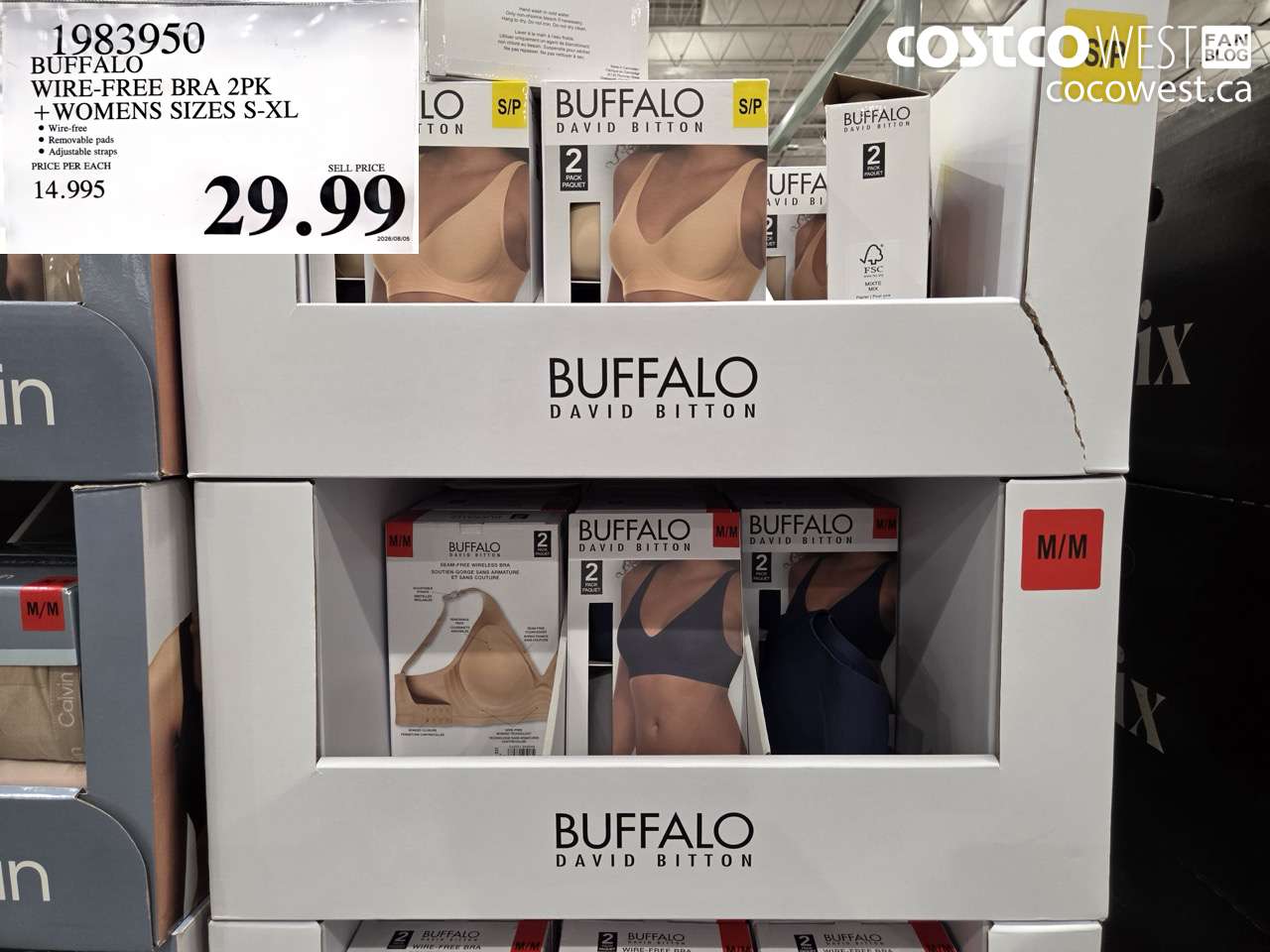 1983950 BUFFALO WIRE-FREE BRA 2PK WOMENS SIZES S-XL $29.99