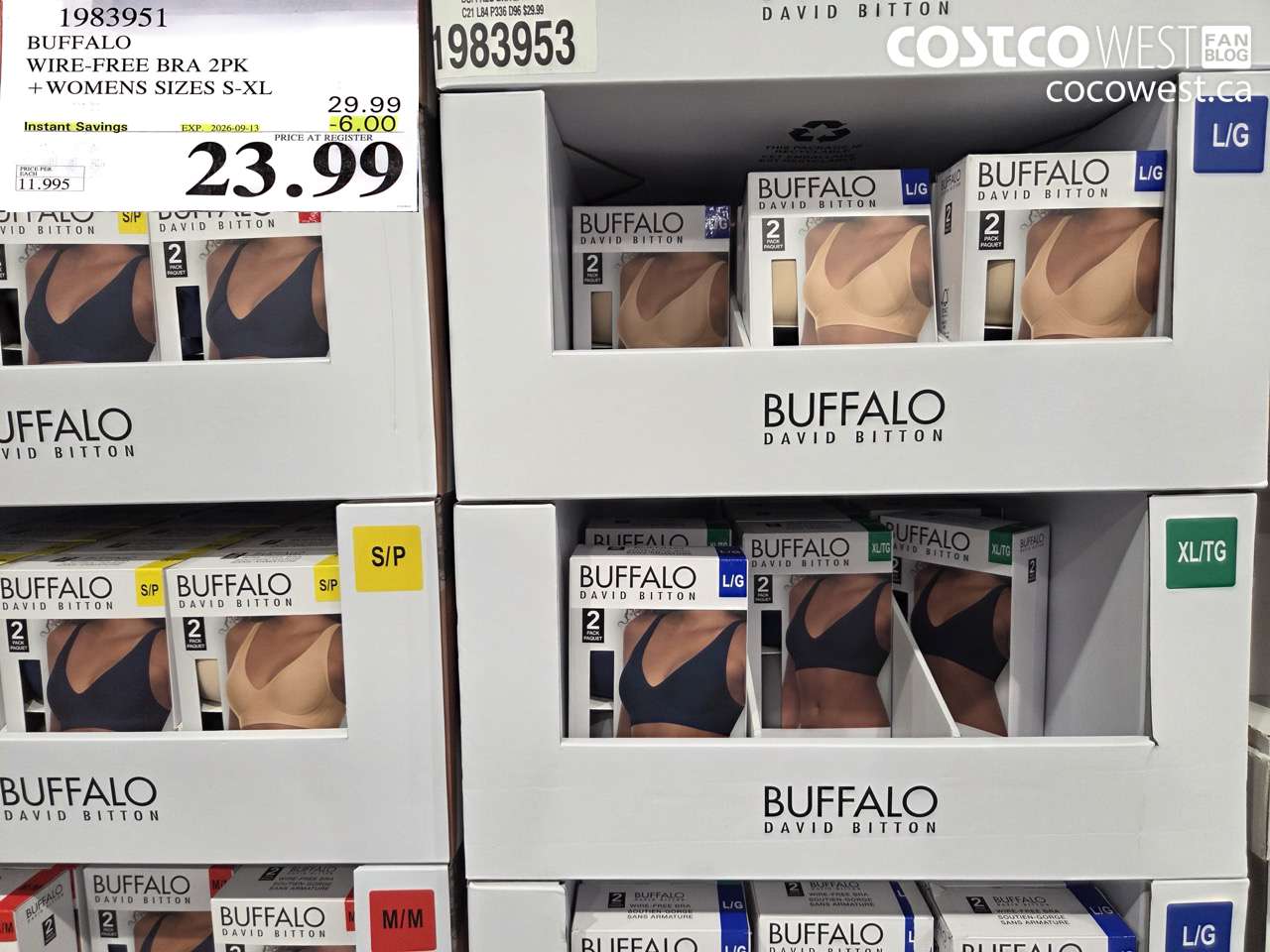 1983951 BUFFALO WIRE-FREE BRA 2PK WOMENS SIZES S-XL ($6.00 INSTANT SAVINGS EXPIRES ON 2026-09-13) $23.99