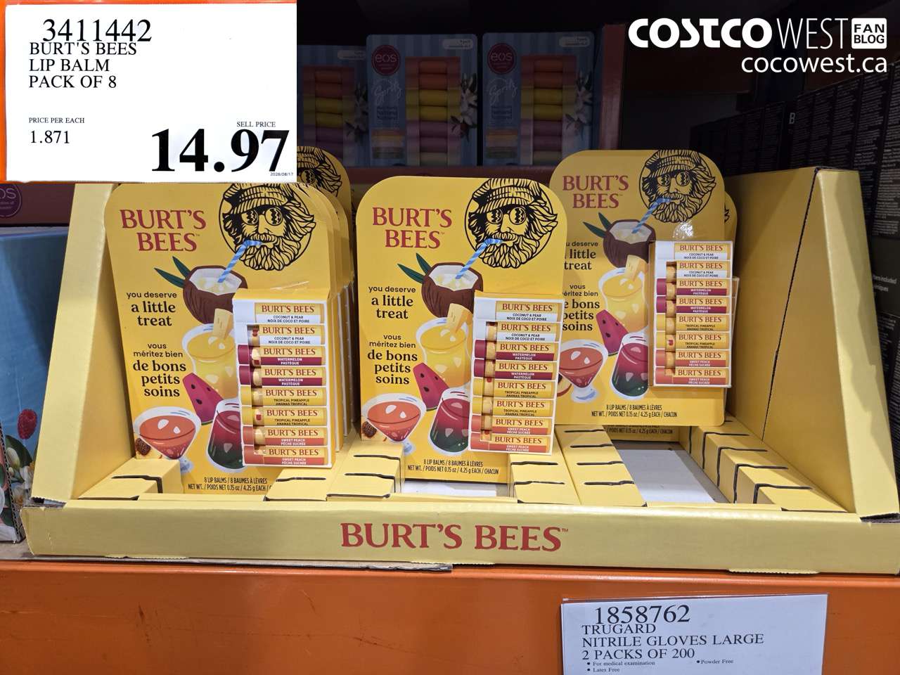 3411442 BURT'S BEES LIP BALM PACK OF 8 $14.97