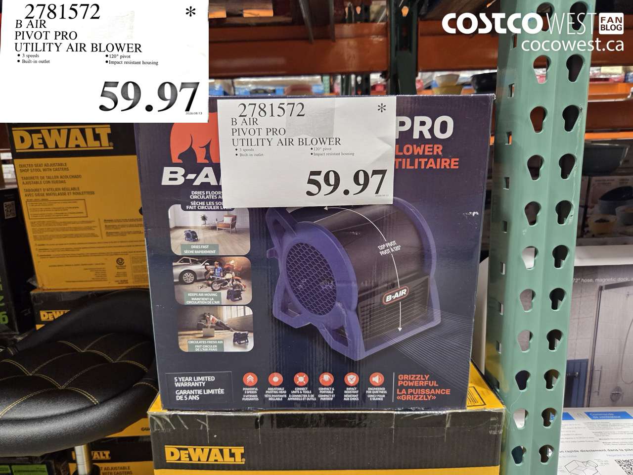 2781572 B AIR PIVOT PRO UTILITY AIR BLOWER $59.97