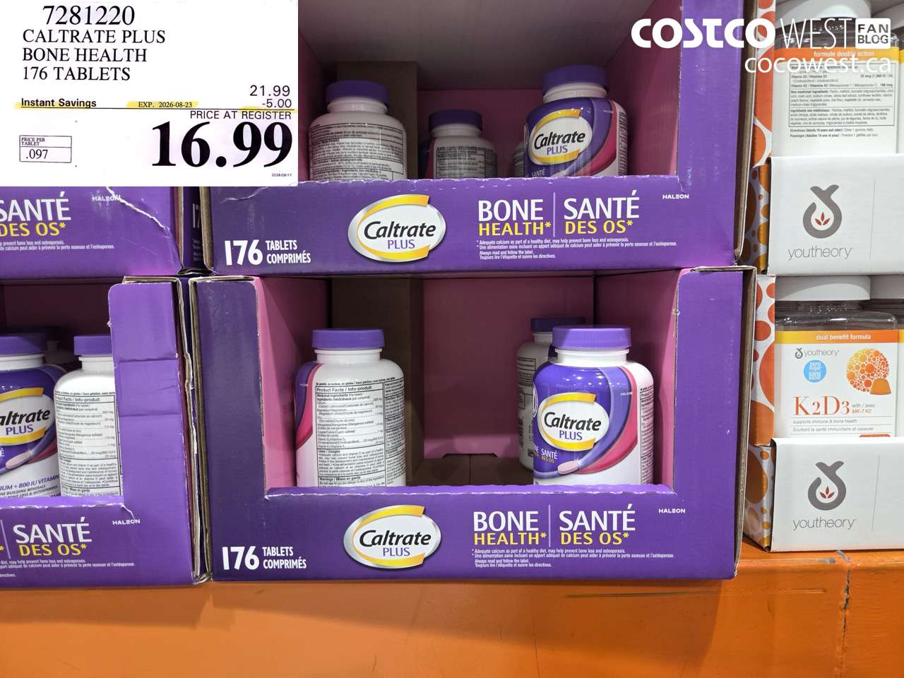 7281220 CALTRATE PLUS BONE HEALTH 176 TABLETS ($5.00 INSTANT SAVINGS EXPIRES ON 2026-08-23) $16.99