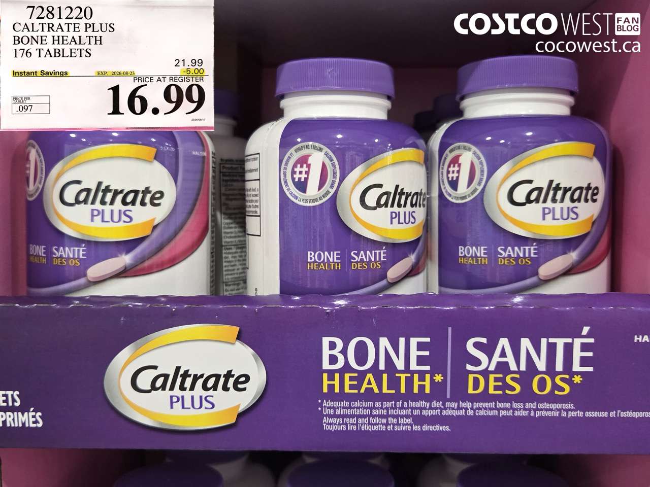 7281220 CALTRATE PLUS BONE HEALTH 176 TABLETS ($5.00 INSTANT SAVINGS EXPIRES ON 2026-08-23) $16.99
