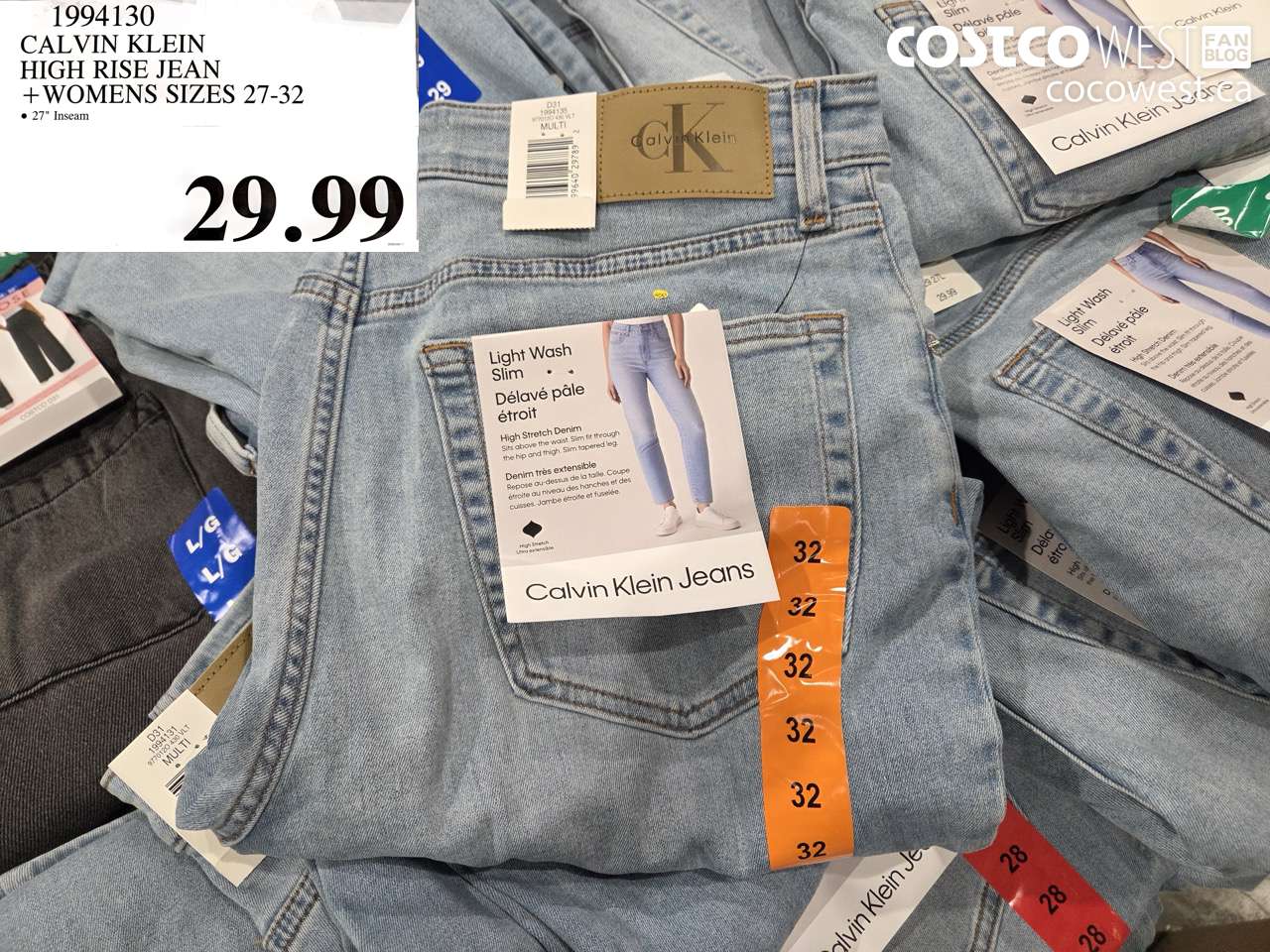 1994130 CALVIN KLEIN HIGH RISE JEAN WOMENS SIZES 27-32 $29.99