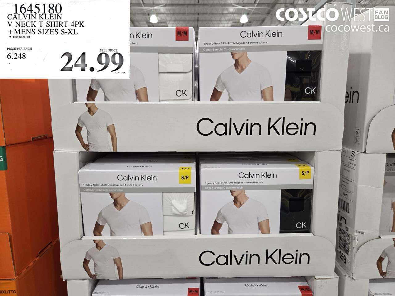 1645180 CALVIN KLEIN V-NECK T-SHIRT 4PK + MENS SIZES S-XL $24.99