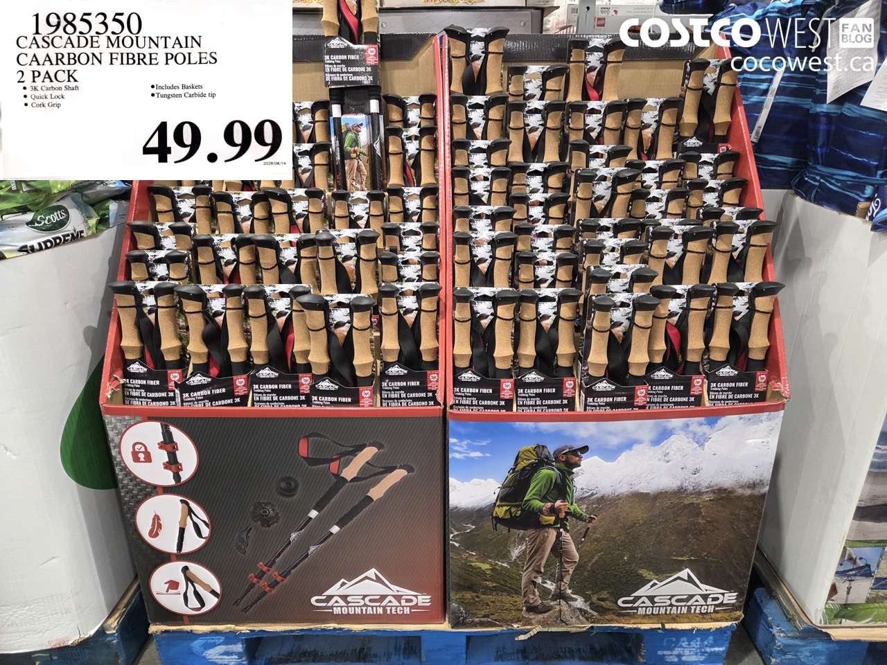 1985350 CASCADE MOUNTAIN CAARBON FIBRE POLES 2 PACK $49.99