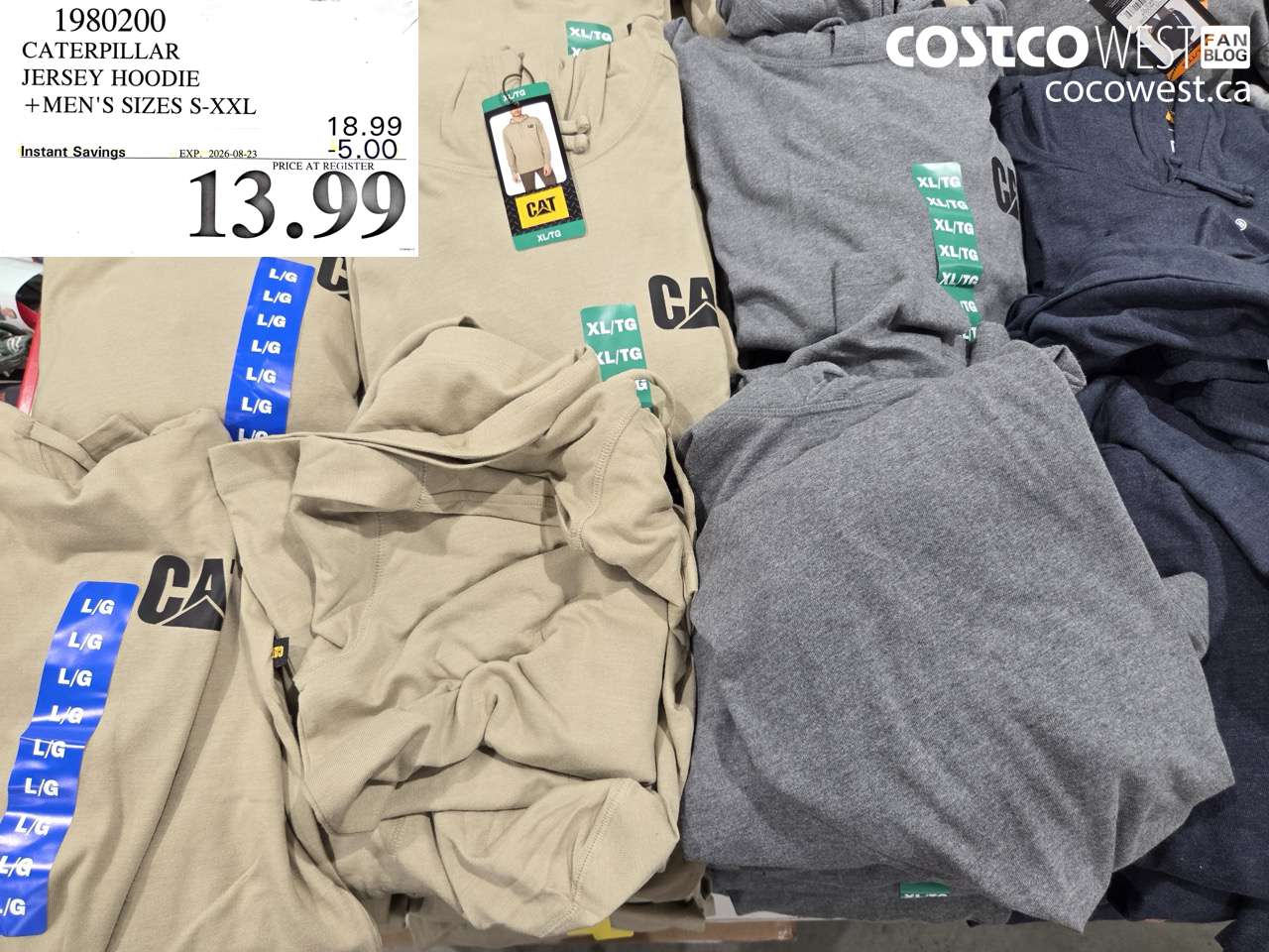 1980200 CATERPILLAR JERSEY HOODIE MEN'S SIZES S-XXL ($5.00 INSTANT SAVINGS EXPIRES ON 2026-08-23) $13.99